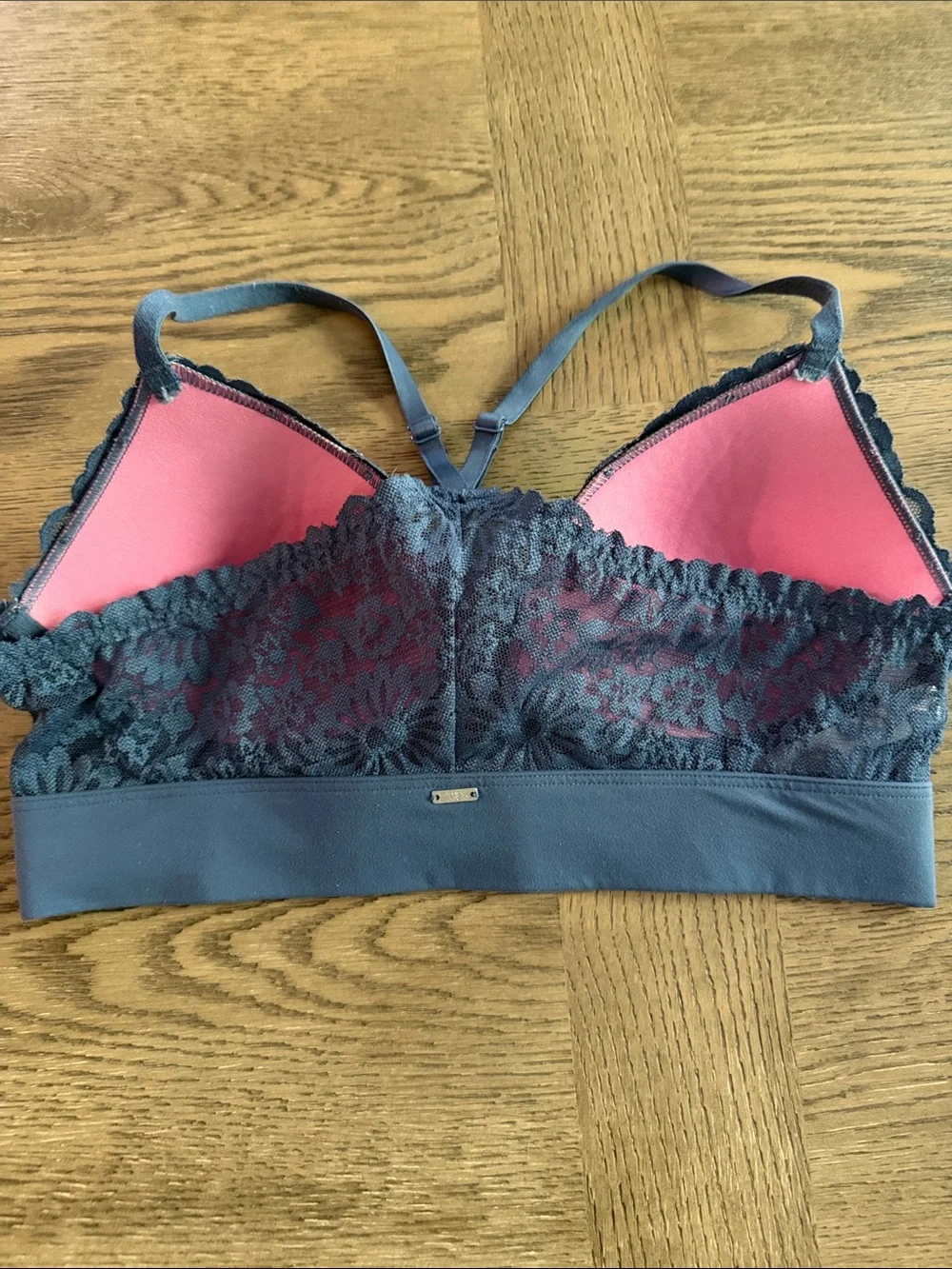 PINK Victoria's Secret Light Padding Dusty Blue Floral Lace Bralette